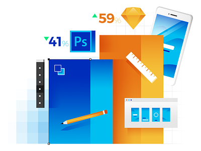 Ps v Sketch - Avocode's 2016 Web Design Trend Report data graph web design illustration photoshop ui