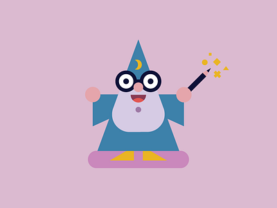 Wiz. character design flat vector wand wizard