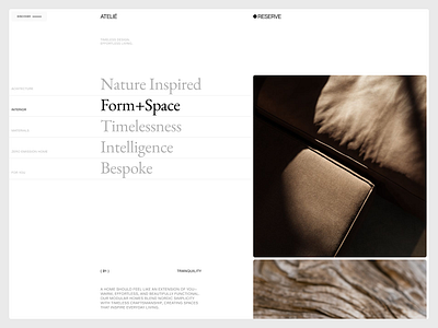 Atelié clean composition gallery layout minimal navigation scroll serif type typography ui