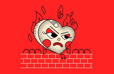 It's a heart life angry art cartoon character corazon fire heart illustration life love pissed street wall