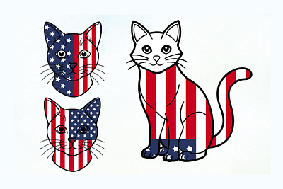 4th July Cat cat graphic design july t shirt usa