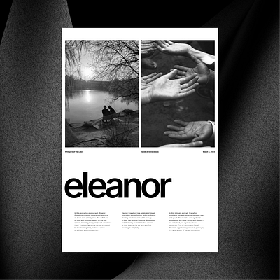 Eleanor – Poster Design black and white branding cleandesign conceptual design contemporary design creative direction design editorial design graphic design layout minimalism minimalposters modern aesthetics moderndesign monochrome photography portfolio poster design posterdesign typography