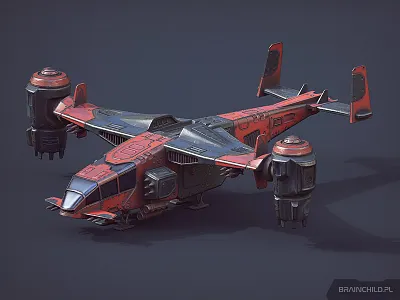 Air Unit / Low poly model for a game aircraft airplane game low poly model painter pbr pc plane sci fi substance unity