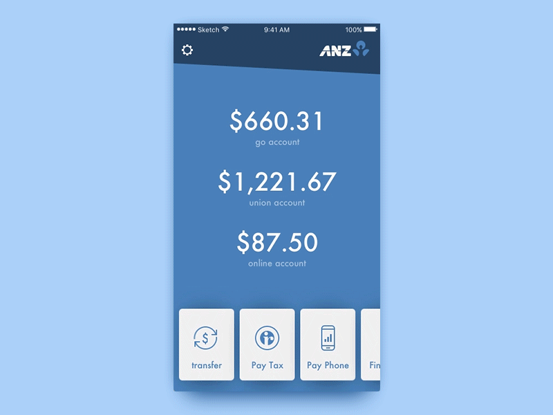 ANZ bank app animation app ui