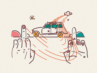 Rock Hard Place car character colour and lines hard icon illustration line place rock symbol thumbprint usa