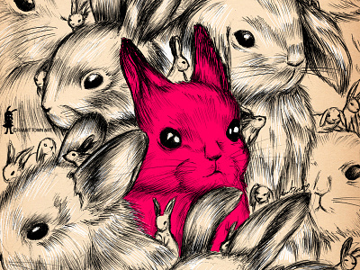 Bunnies Galore animal bunnies bunny marta tesoro rabbit town art rabbits rabbittownart traditional hand drawn warren