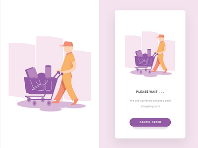 Loading Screen Exploration cart illustration loading minimalist mobile shop shopping wait