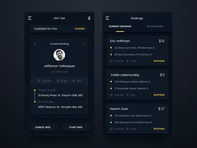 Hire Taxi Profile android app booking cab dark hire ios list minimal profile taxi