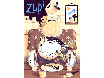 Zupi Magazine #53 Cover beard cover fish illustration magazine pipe print summer