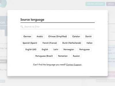 Ui 01 css idiom language languages modal search translation ui design window
