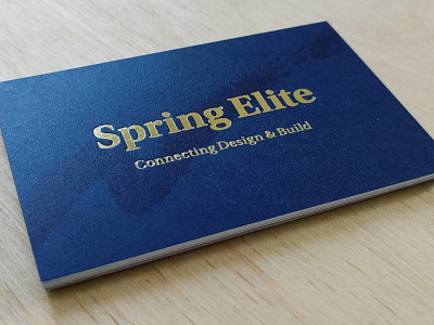 Spring Elite Business Cards blue build business cards connecting elite foiling gold mark paint spring swash