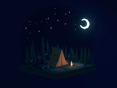 Low poly Camp (Animation) 3d animation b3d blender camping isometric low poly lowpoly tent