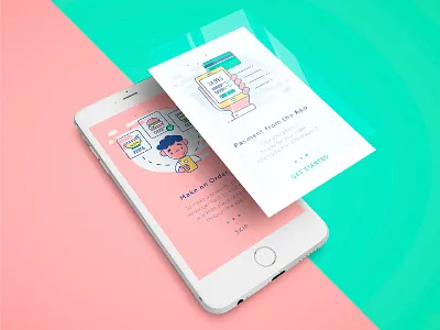 Onboarding screen *Restaurant icon app burger character food icon juice man noodle outline payment restaurant