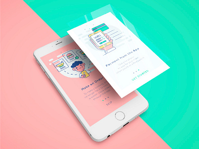 Onboarding screen *Restaurant icon app burger character food icon juice man noodle outline payment restaurant