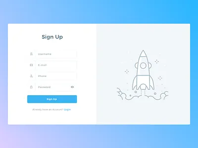 Sign Up Pop-Up blue illustration popup sign up signup simple ui ui design web web design white