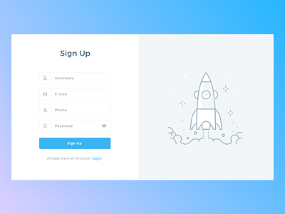 Sign Up Pop-Up blue illustration popup sign up signup simple ui ui design web web design white