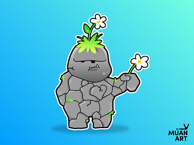 Corazon De Piedra character color flower gradient happy illustration kids muanart rock