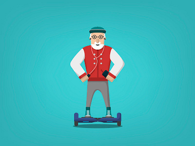 Old / young man character flat flat design illustration old postcard young