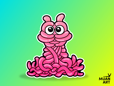 Tripas character color gradient happy illustration kids muanart