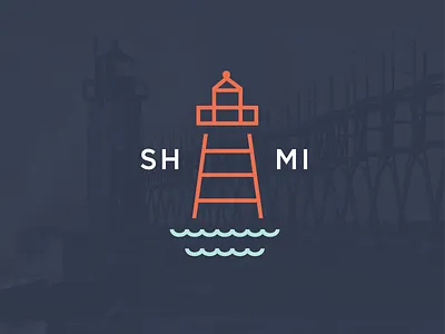 Logo Mark for Harbor Inn branding coast lighthouse line art logo logomark water