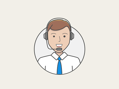 Jimbo on the mic avatar character headset icon illustration light office shadow shirt ui web