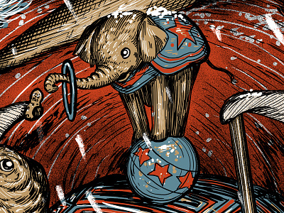 Elephant animals circus gigposter screenprint