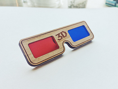 3d Glasses - Wooden Pin 3d acrylic blue glasses grain lapel pin pins red wooden