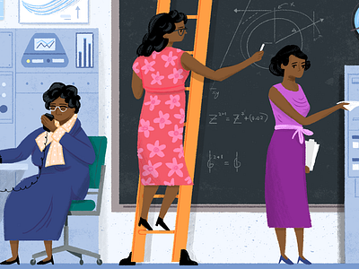 Hidden Figures characters editorial illustration nasa people science woman