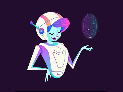Android android art bot future gradient illustration neon robot space