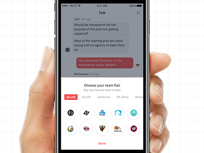 Blitz: Talk app chat clean esports gaming ios mobile modal profile ui