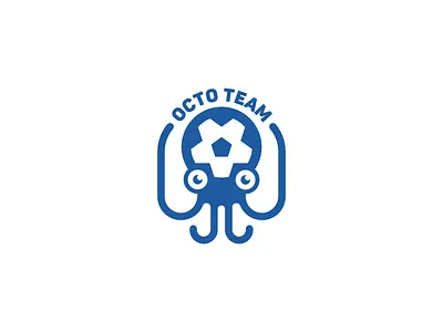 Octopus Soccer Logo animal blue brand character flat football icon identity logo mark mascot soccer