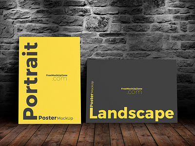 Free Landscape & Portrait Poster Mock-Up mock up poster