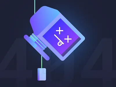 Tragic 404 404 color dead error glow gradient illustration ui vector