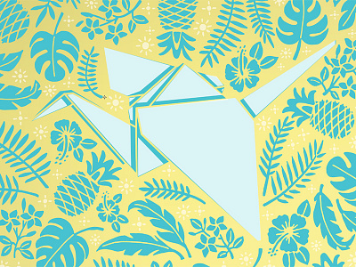 Origami Crane crane drawing illustration origami tropical