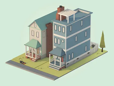 Dorothea Gardens 3d c4d cinema 4d downtown lawn mower lawnmower low poly lowpoly nc raleigh render rural