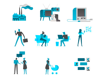 Digital Transformation Illustrations blue digital transformation human icons people technology
