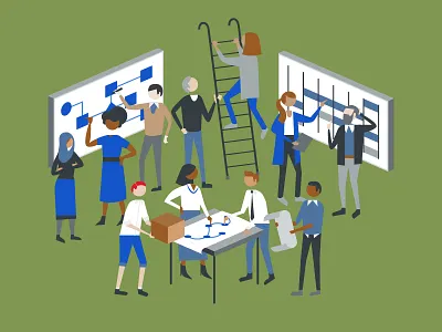 Busy People chaos ladder maps office people vector work working