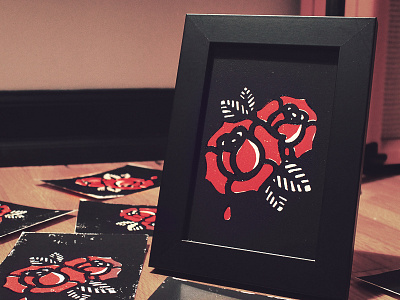 rose print flowers illustration ink logo print printmaking roses sticker