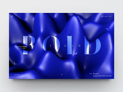 Ferrofluid landing page in blue 3d clean landing minimal page type typography website