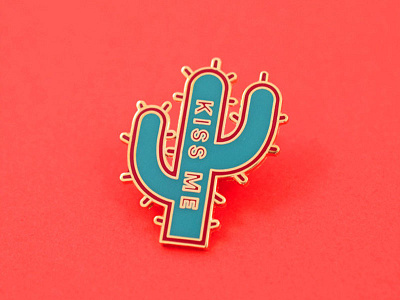 Kiss me Enamel pin cactus enamel pin fun illustration kiss kiss me love pin summer