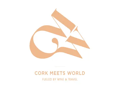 Logo concept for Cork Meets World branding font gold identity letters logo map scratch travel wine world
