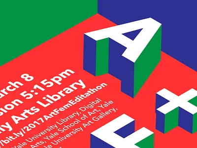 Yale Art+Feminism Poster Detail 3d avenir blue flat illustrator isometric red sans typography