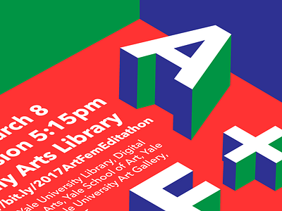 Yale Art+Feminism Poster Detail 3d avenir blue flat illustrator isometric red sans typography