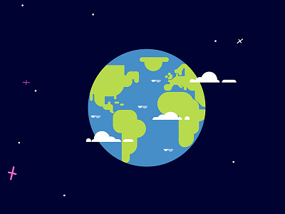 Earth 2d clouds design earth flat globe land space stars water world