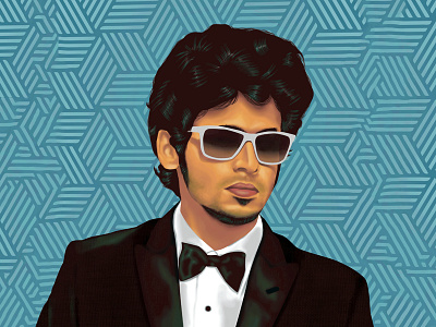 Self Portrait digital painting photoshop self portrait tuxedo vexel art