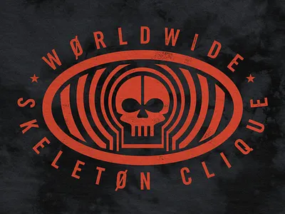 Worldwide Skeleton Clique badge clique one oval pilots psychedelic seal skeleton skull trip twenty zone