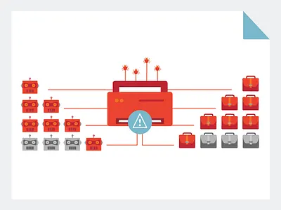 buggy printer briefcase bug data visualization error infographic printer robot virus