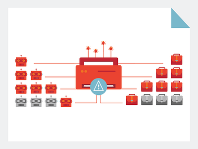 buggy printer briefcase bug data visualization error infographic printer robot virus