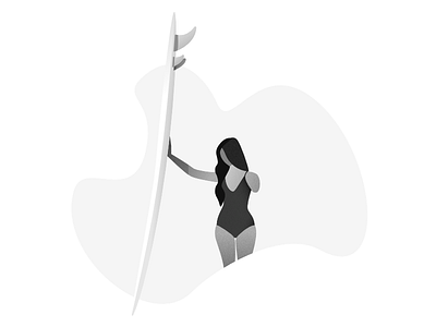 Surfer affinity beach designer female grey helsinki illustration surfing white woman