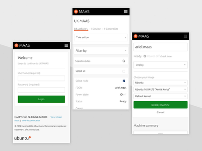 Responsive MAAS app maas mobile patterns responsive server ubuntu ui ux visual